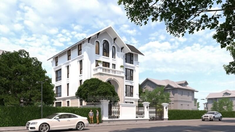 Thiết kế kiến trúc nhà biệt thự 4 tầng tại Hải Phòng phong cách tân cổ điển đẹp, cao cấp, sang trọng
