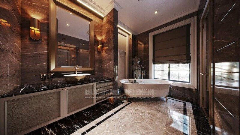 Đá lát sàn, ốp tường cao cấp tạo vẻ đẹp sang trọng cho phòng tắm biệt thự, nhà phố.